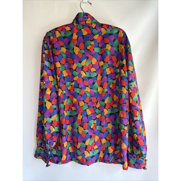 NICOLA‎ Vintage Long Sleeve Blouse Size 12 Multicolored Abstract Print Silky - Picture 4 of 11
